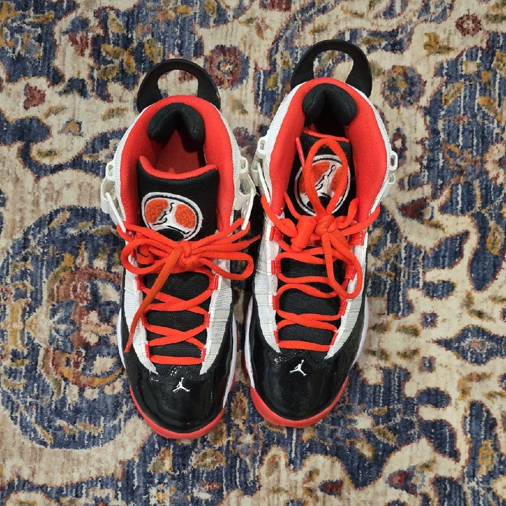 Nike Air Jordan 6 Rings Kids Red and Black Basketball Shoes